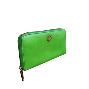 Tory Burch Lime Green Saffiano Leather Wallet